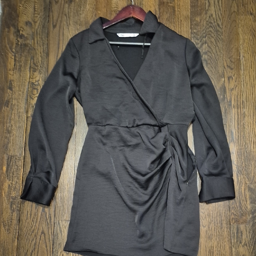 Zara Charcoal Long Sleeve Wrap Dress